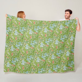 Manta Polar William Morris Vintage Flores Florales Rosa Verde 