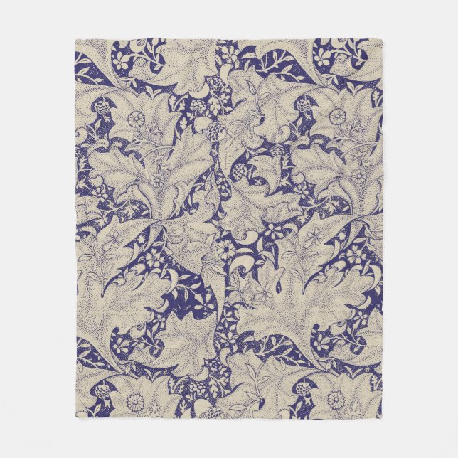 Manta Polar William Morris Wallflower damasco azul floral (Anverso)
