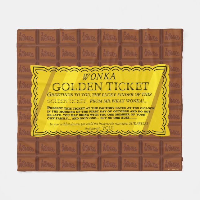 Manta Polar Willy Wonka Golden Ticket (Frente (Horizontal))