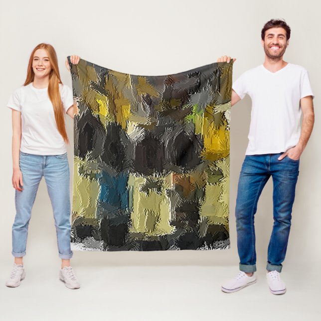 Manta Polar Wine Bottles in Abstract Fleece Blanket (In situ)
