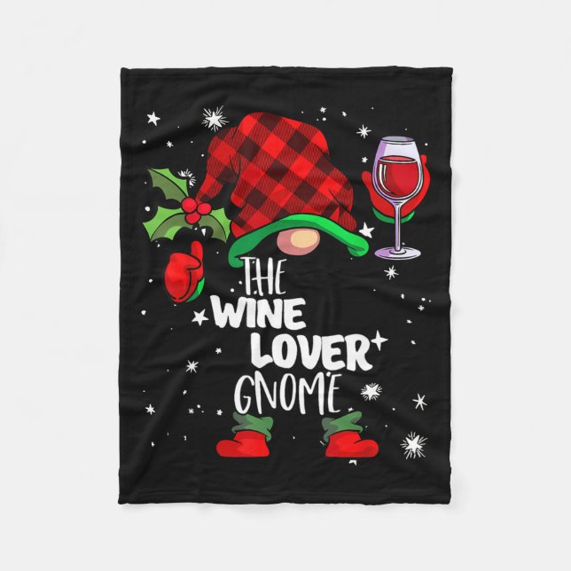 Manta Polar Wine Lover Gnome Red Buffalo Plaid Matching Family (Anverso)
