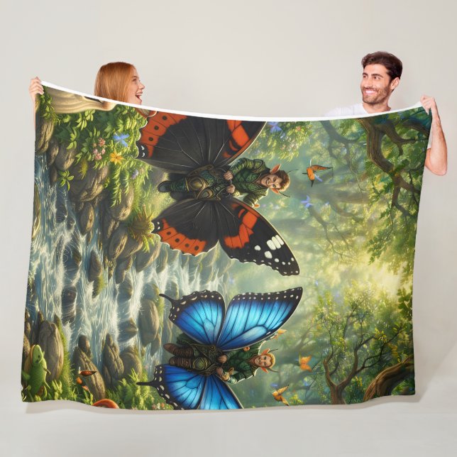 Manta Polar Wings of the Grove premium fantasy fleece blanket (In situ)