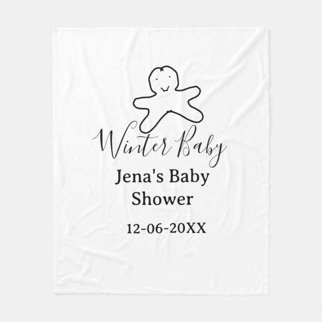 Manta Polar Winter baby shower cookie black scribble hand-draw (Anverso)