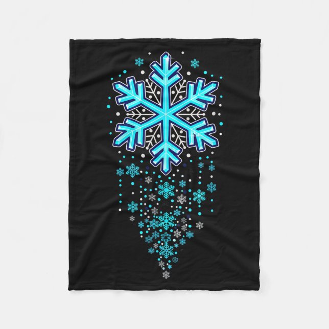 Manta Polar Winter Holiday Apparel - Blue Snowflake Cascade, I (Anverso)