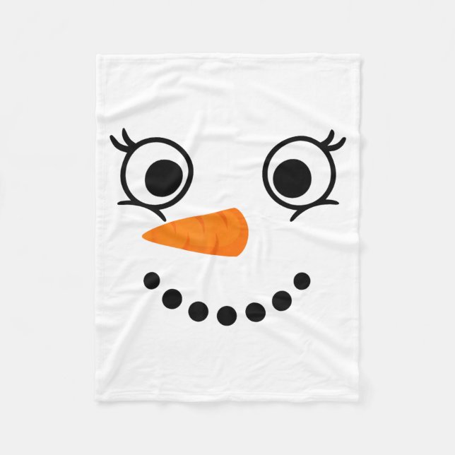 Manta Polar Winter Snowman Face Eyelashes Christmas Xmas Fun D (Anverso)