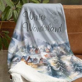 Manta Polar Winter Wonderland acuarela Personalizado Fleece Bl