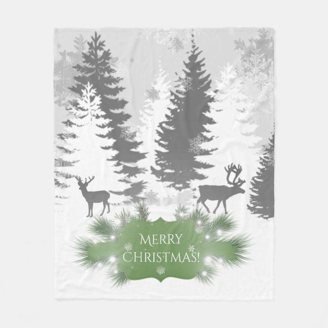 Manta Polar Winter Wonderland Fleece Blanket - Verde (Anverso)