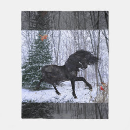 Manta Polar Winter Wonderland Friesian Horse 2 Blanket