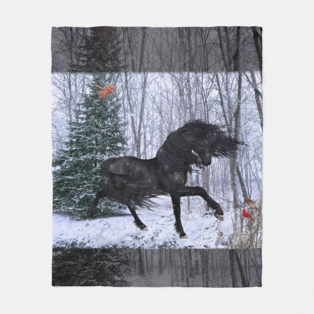 Manta Polar Winter Wonderland Friesian Horse 2 Blanket (Anverso)