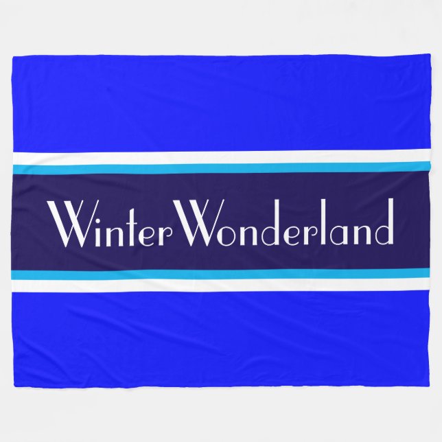 Manta Polar WINTER WONDERLAND Navy Sky Royal Blue  Stripes (Frente (Horizontal))