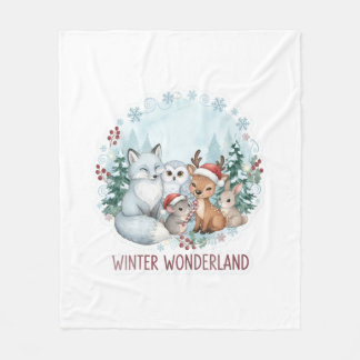 Manta Polar Winter Woodland Creatures Cozy Fleece Blanket