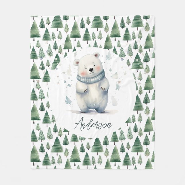 Manta Polar Winter Woodland Teddy Bear Name (Anverso)