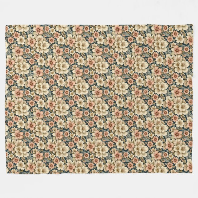 Manta Polar Wintry Floral Azaleas y Rosa (Frente (Horizontal))