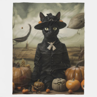 Manta Polar Witch Cat with Pumpkins