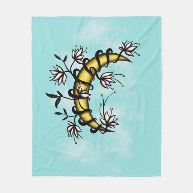 Manta Polar Witchy Floral Moon (Anverso)