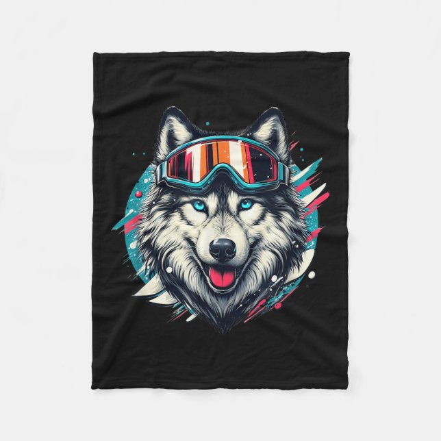 Manta Polar Wolf Wearing Ski Snowboard Goggles Wolf Skiing Lov (Anverso)