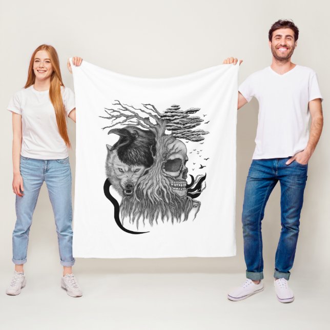 Manta Polar Wolf y Raven con el cráneo (In situ)