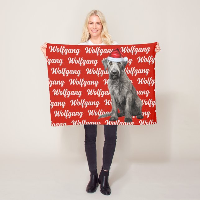 Manta Polar Wolfhound Dog with Name Patterned Christmas (In situ)