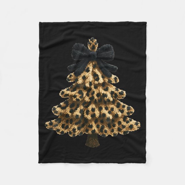 Manta Polar Women Coquette Bow Leopard Christmas Tree Xmas Hol (Anverso)