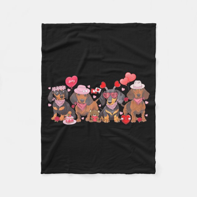 Manta Polar Women Dachshund Valentine’s Day Sausage Dog Bandan (Anverso)