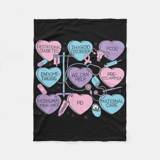 Manta Polar Women Obstetrics Valentine's Day Nurse Ob Gyn Obst (Anverso)