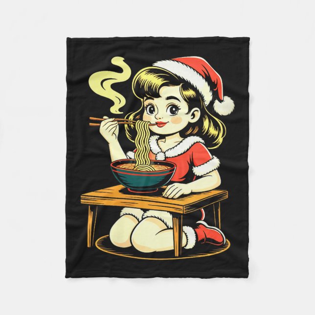 Manta Polar Womens Anime Ramen Xmas Kawaii Santa Girl Eating J (Anverso)