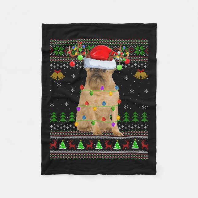 Manta Polar Womens Brussels Griffon Dog Ugly Christmas Sweater (Anverso)