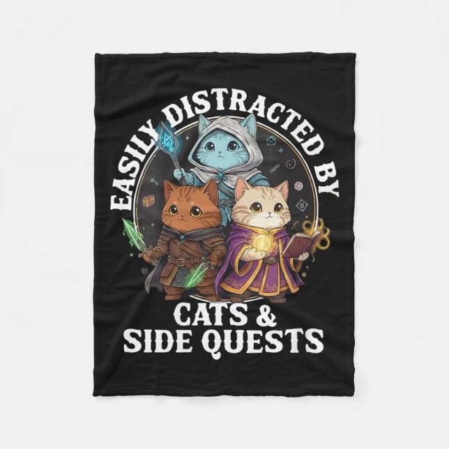 Manta Polar Womens Cats Side Quest Distracted Tabletop Funny S (Anverso)