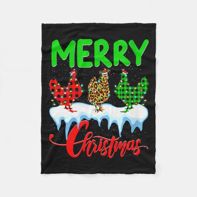 Manta Polar Womens Chicken Merry Christmas Pajamas Leopard Buf (Anverso)