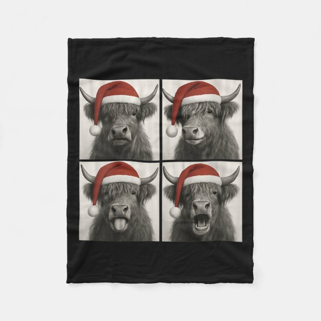 Manta Polar Womens Funny Christmas Highland Cow Santa Photo Bo (Anverso)