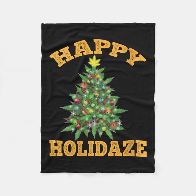 Manta Polar Womens Happy Holidaze Funny Weed Christmas Stoner  (Anverso)