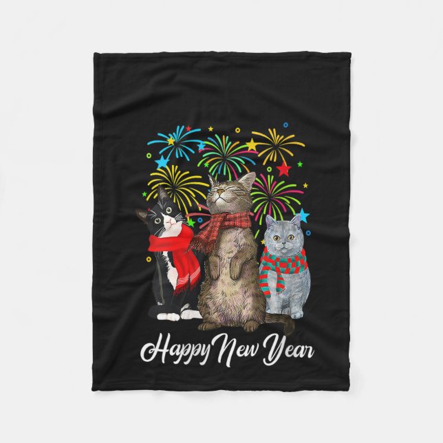 Manta Polar Womens Happy New Year Cat Happy Meow Year 2023 Kit (Anverso)