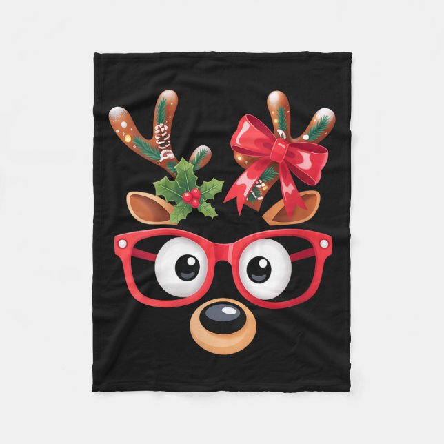 Manta Polar Womens Matching Family Christmas Reindeer Face Gle (Anverso)