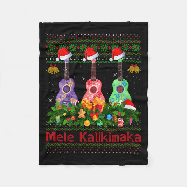 Manta Polar Womens Mele Kalikimaka Ukulele Guitar Ugly Xmas Sw (Anverso)