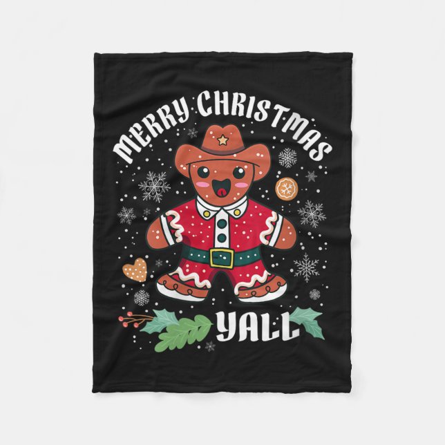 Manta Polar Womens Merry Christmas Yall Christmas Gingerbread  (Anverso)