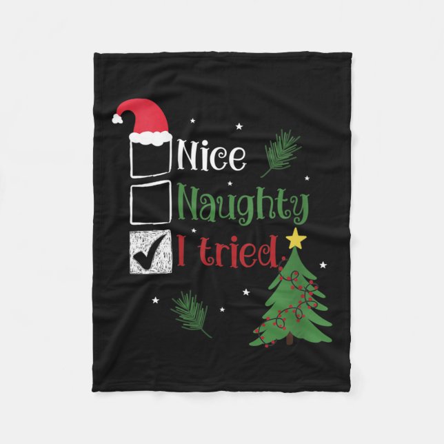 Manta Polar Womens Nice Naughty I Tried List Christmas V-neck  (Anverso)