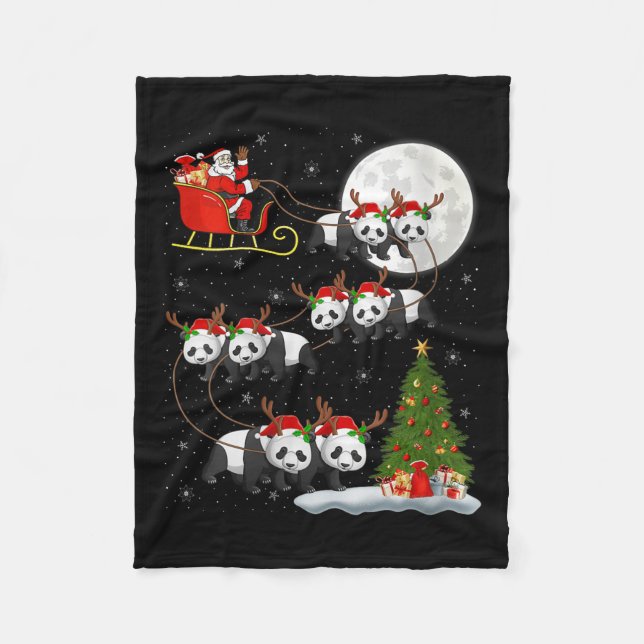 Manta Polar Womens Panda Santa Sleigh Flying Funny Magical Chr (Anverso)
