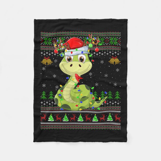 Manta Polar Womens Snake Ugly Christmas Sweaters Reindeer Sant (Anverso)