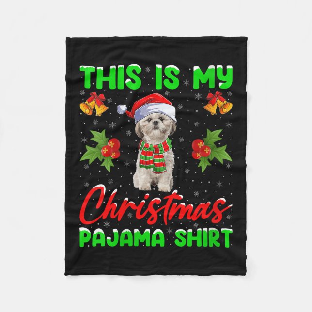 Manta Polar Womens This Is My Christmas Pajamas Funny Shih Tzu (Anverso)