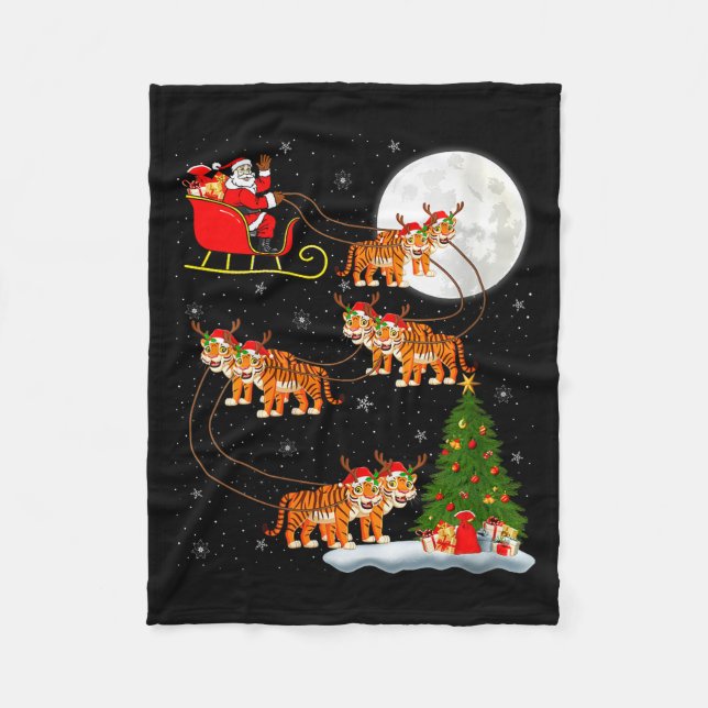 Manta Polar Womens Tiger Santa Sleigh Flying Funny Magical Chr (Anverso)