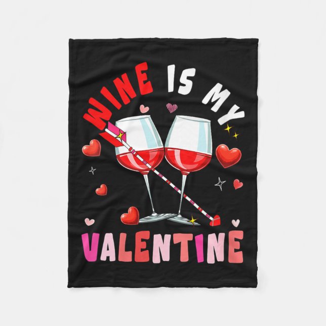 Manta Polar Women's Wine Is My Valentine Hearts Matching Drink (Anverso)