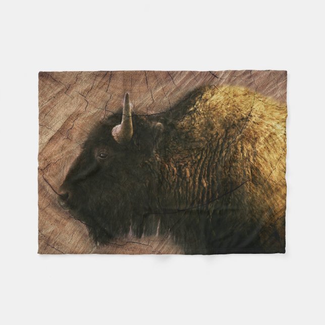 Manta Polar Wood Bison Buffalo (Frente (Horizontal))