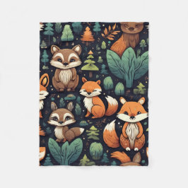 Manta Polar Woodland Animal Pattern Blanket