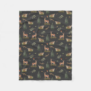 Manta Polar Woodland Deer Fawn Pattern Baby Fleece Blanc