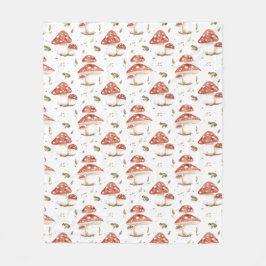 Manta Polar Woodland Frogs & Fly Agaric Mushrooms Watercolor