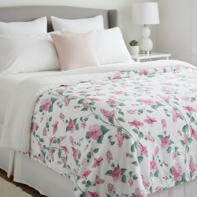 Manta Polar wool blanket, floral print blanket, pink blanket (Subido por el creador)