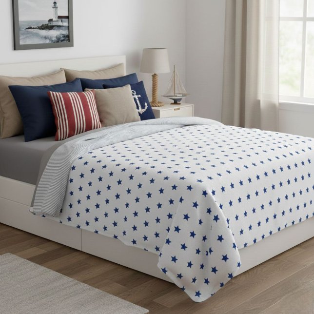 Manta Polar Wool blanket with blue stars, living room throw (Subido por el creador)