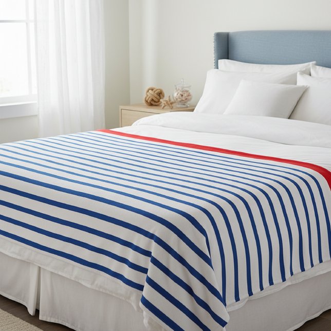 Manta Polar Wool blanket with blue stripes, Nautical-themed  (Subido por el creador)