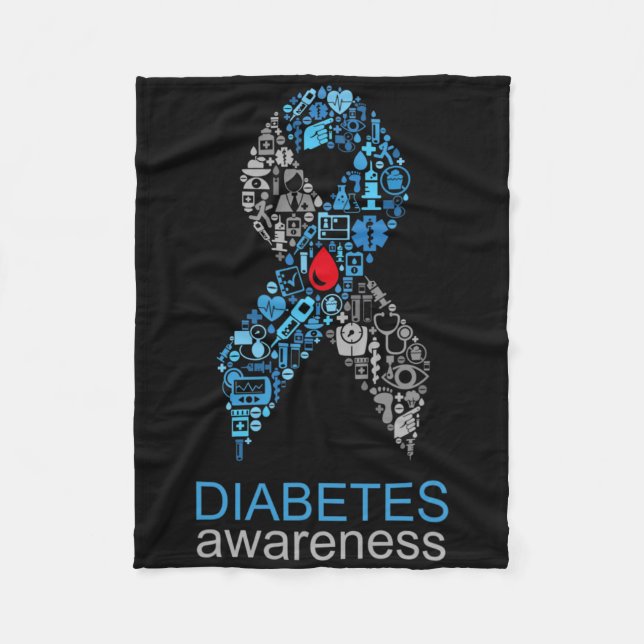 Manta Polar World Diabetes Day Diabetes Awareness Ribbon  (Anverso)
