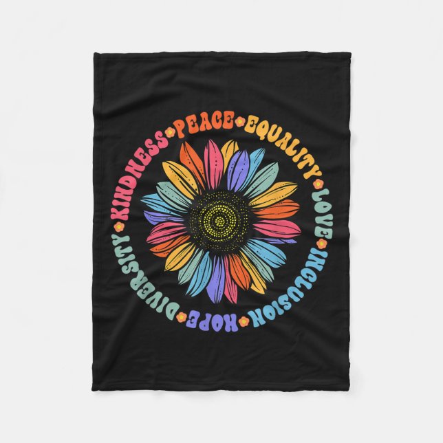 Manta Polar World Peace Suprter Sunflower Floral Outfit Kindne (Anverso)